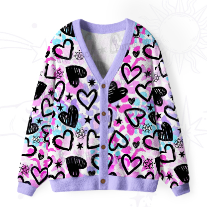 Purplehecate Heartful Magic Ugly Cardigan Sweaters