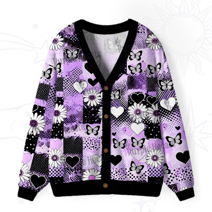 Purplehecate Purple Butterfly Romance Ugly Cardigan Sweaters