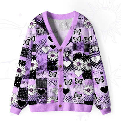 Purplehecate Purple Butterfly Romance Ugly Cardigan Sweaters