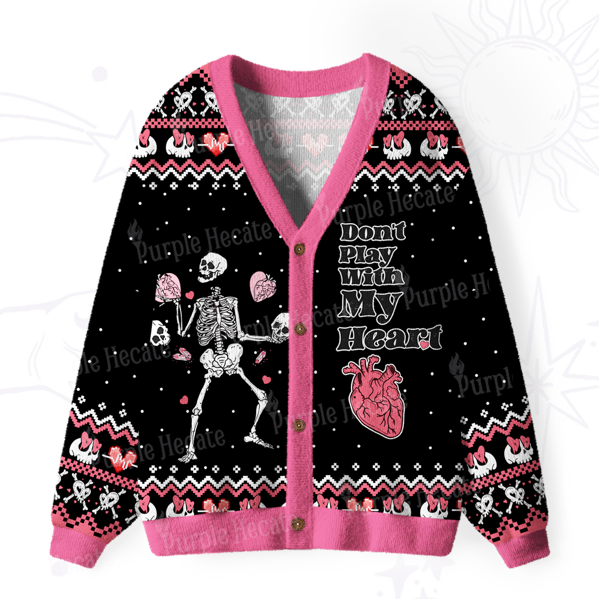 Purplehecate Don't Play With My Heart Ugly Cardigan Sweaters