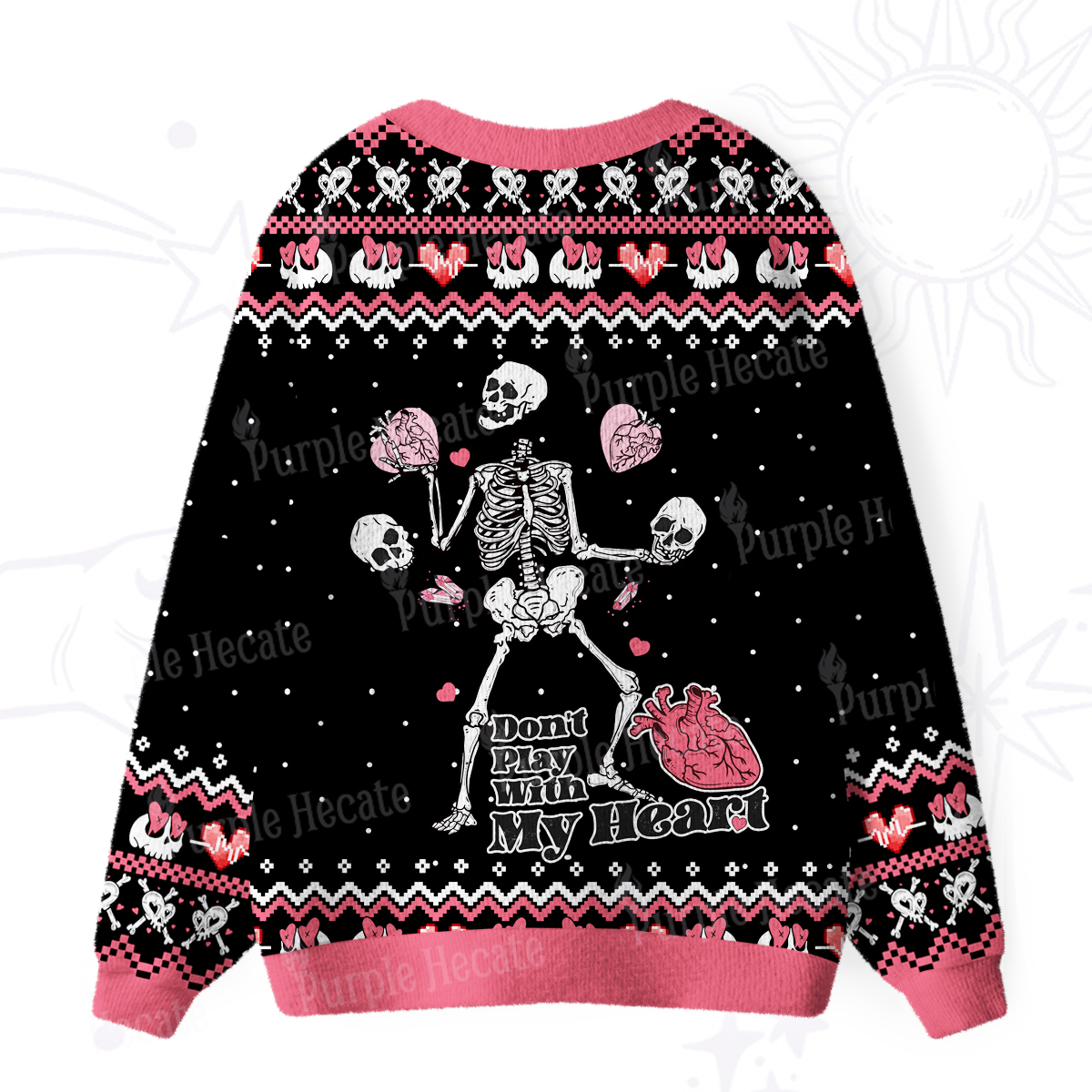 Purplehecate Don't Play With My Heart Ugly Cardigan Sweaters