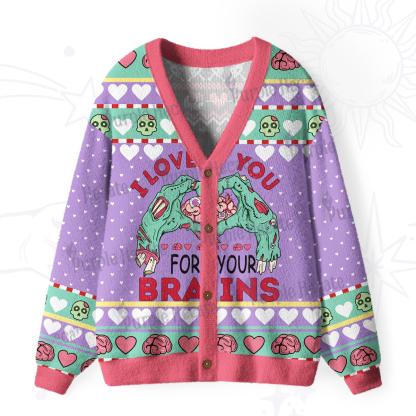 Purplehecate I Love You For Your Brains Ugly Cardigan Sweaters