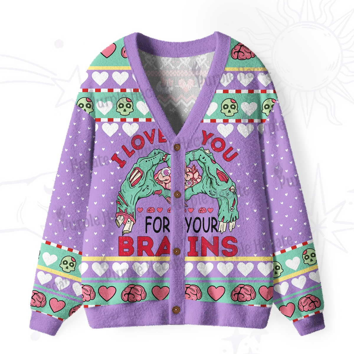 Purplehecate I Love You For Your Brains Ugly Cardigan Sweaters