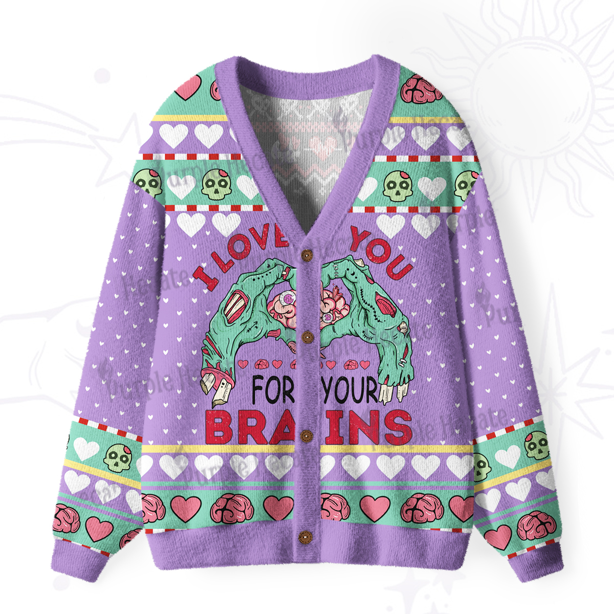 Purplehecate I Love You For Your Brains Ugly Cardigan Sweaters
