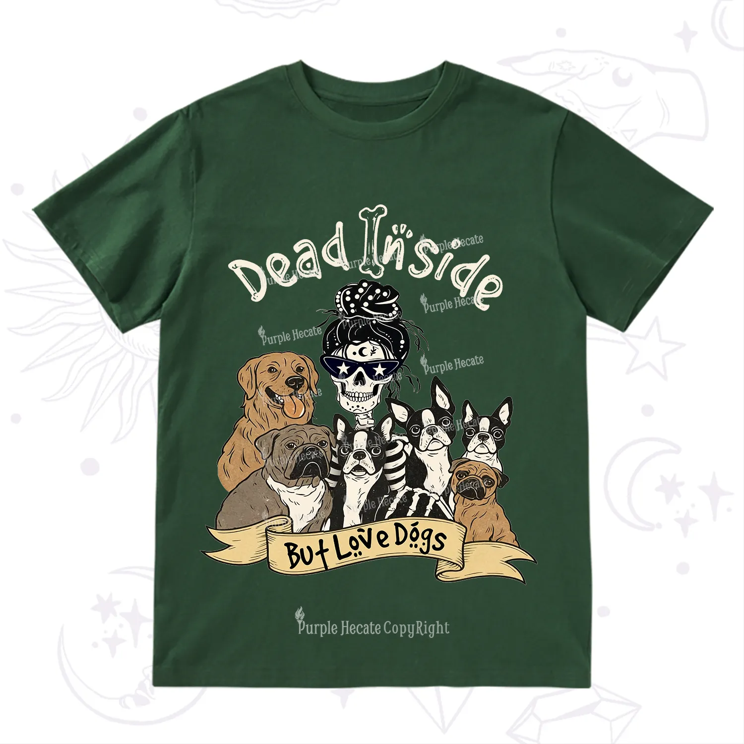 Purplehecate Dead Inside But Love Dogs T-Shirt