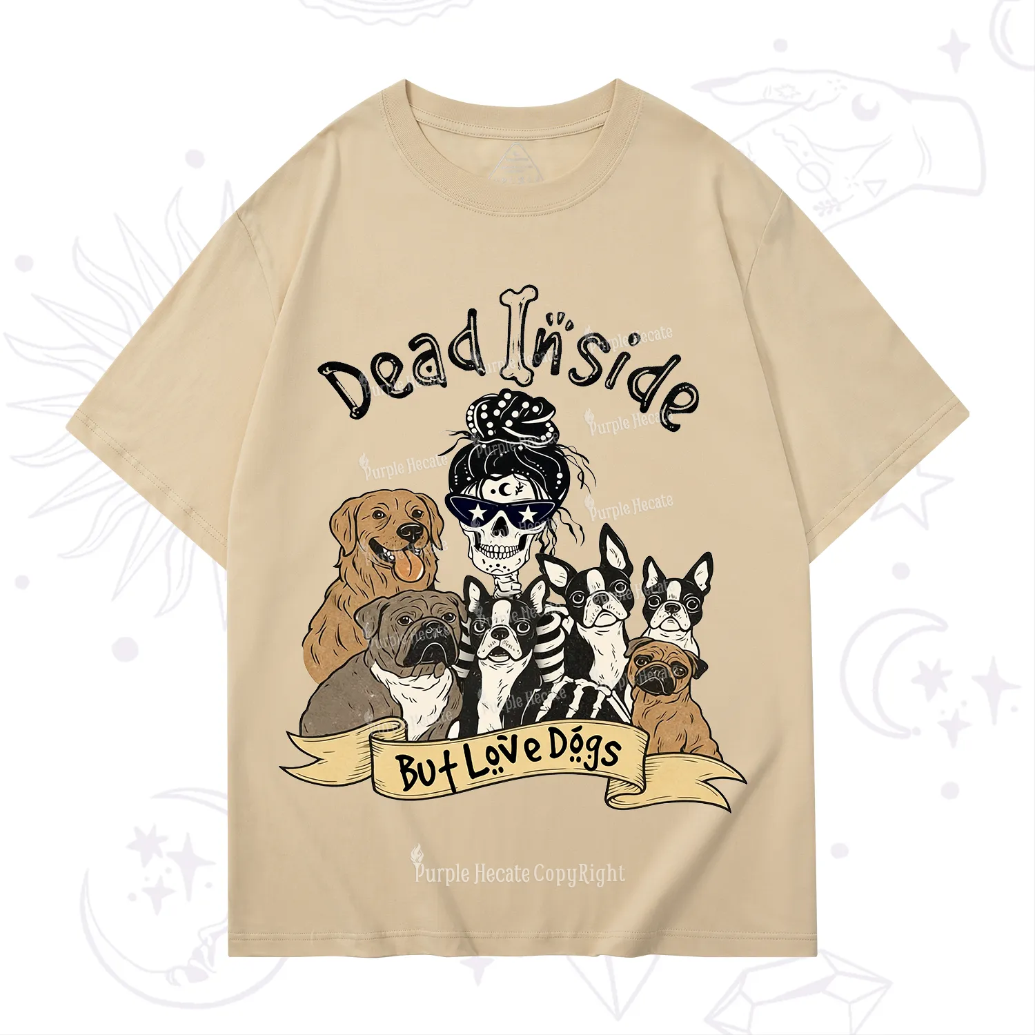 Purplehecate Dead Inside But Love Dogs T-Shirt