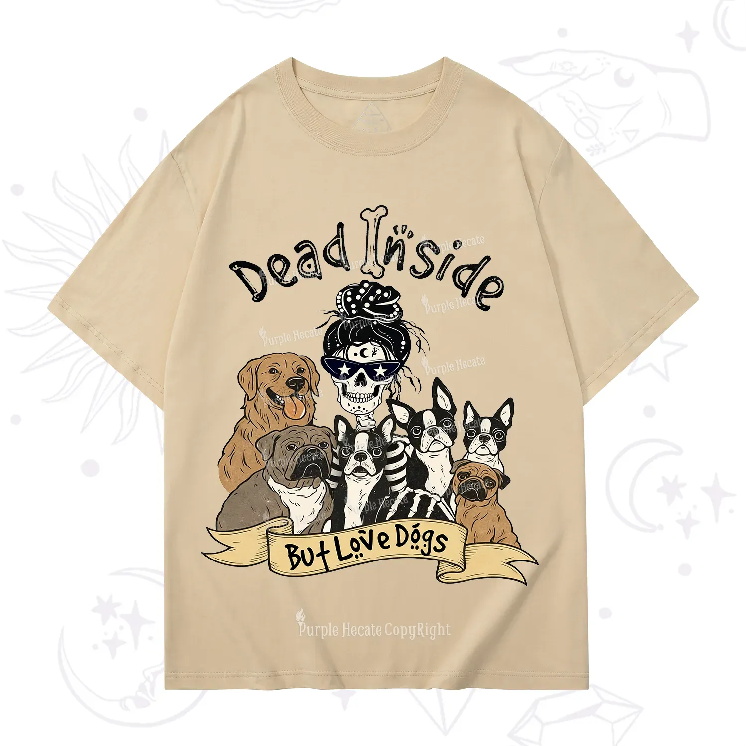 Purplehecate Dead Inside But Love Dogs T-Shirt