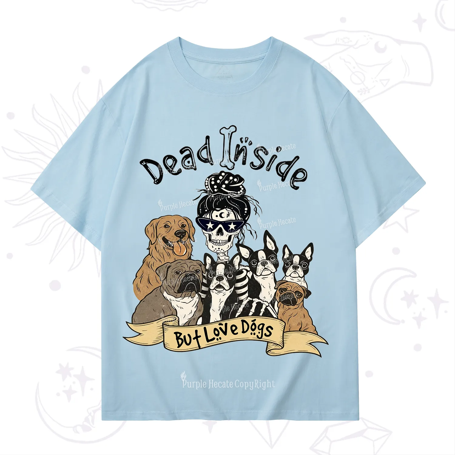 Purplehecate Dead Inside But Love Dogs T-Shirt