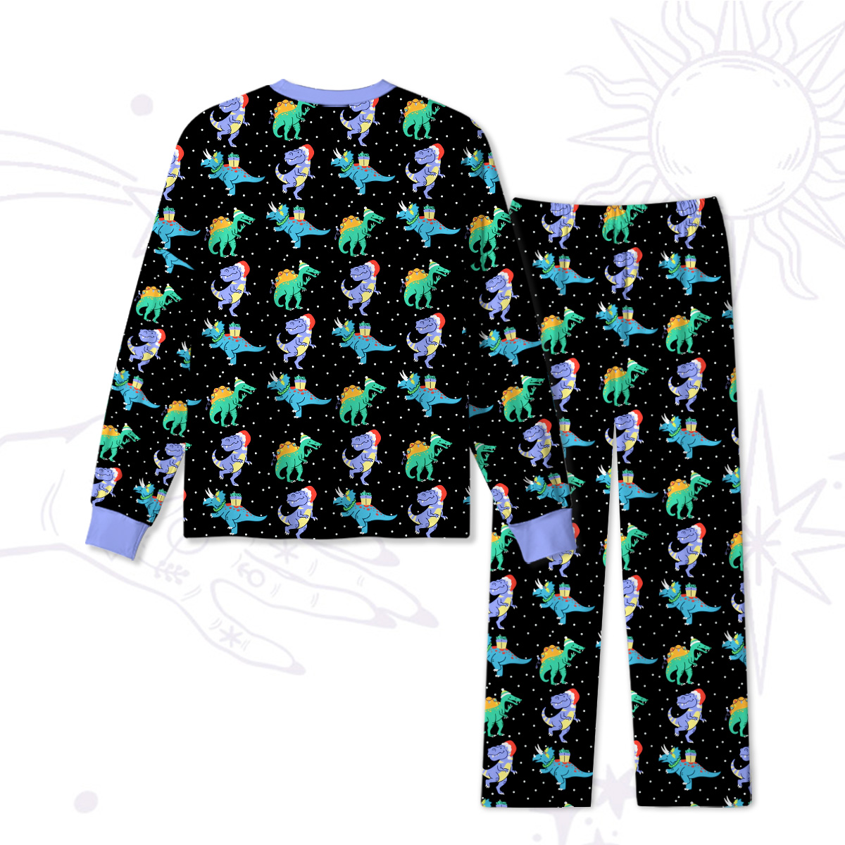 Purplehecate Funny Christmas Dinosaurs Christmas Pajamas