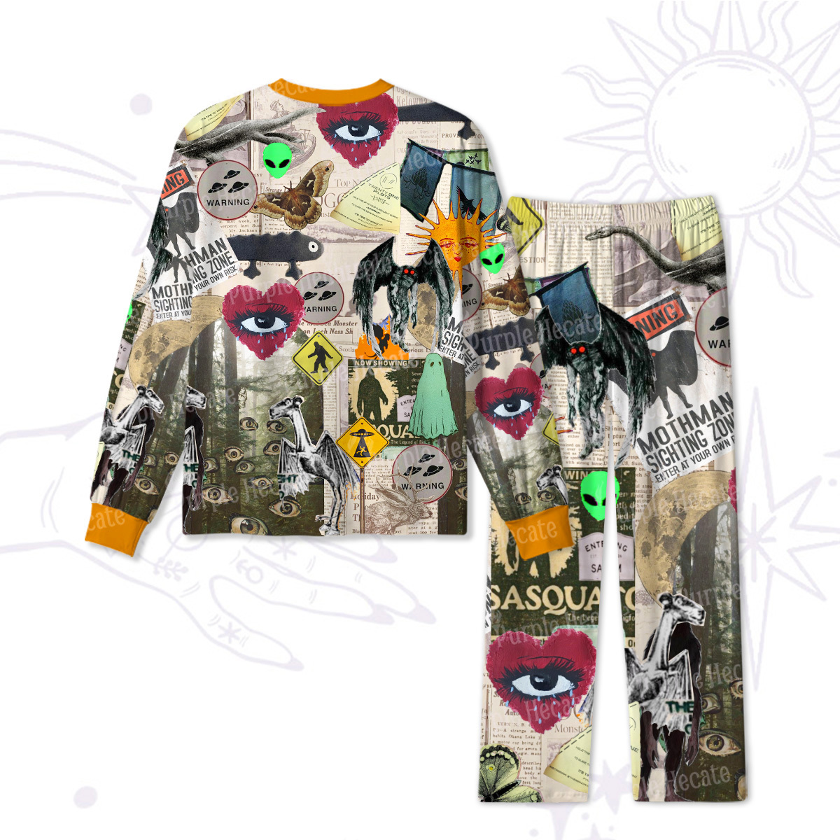 Purplehecate Cryptid Warning Collage Pajamas