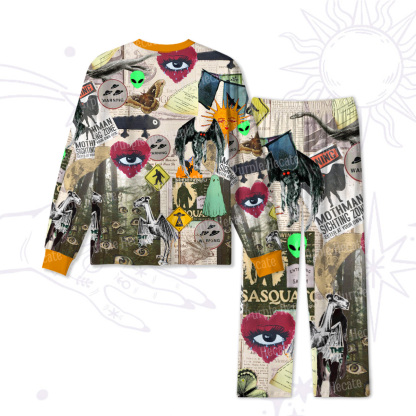 Purplehecate Cryptid Warning Collage Pajamas