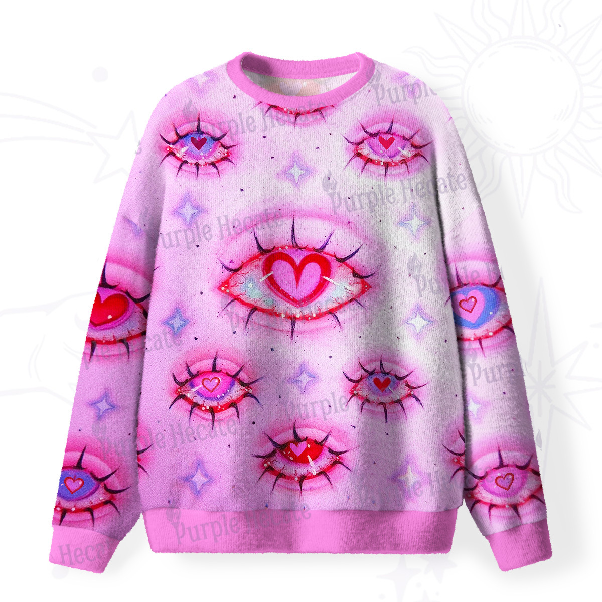 Purplehecate Mystic Love-Eye Fuzzy Ugly Sweatshirt