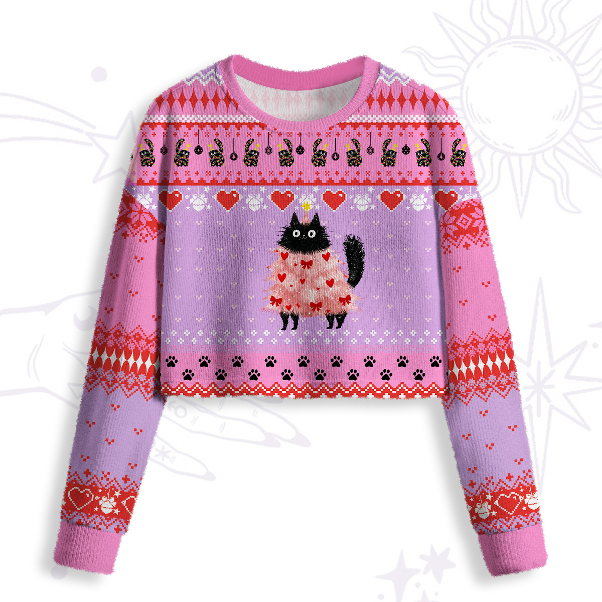 Purplehecate Funny Black Cat in Tree Crop Fuzzy Ugly Sweatshirt