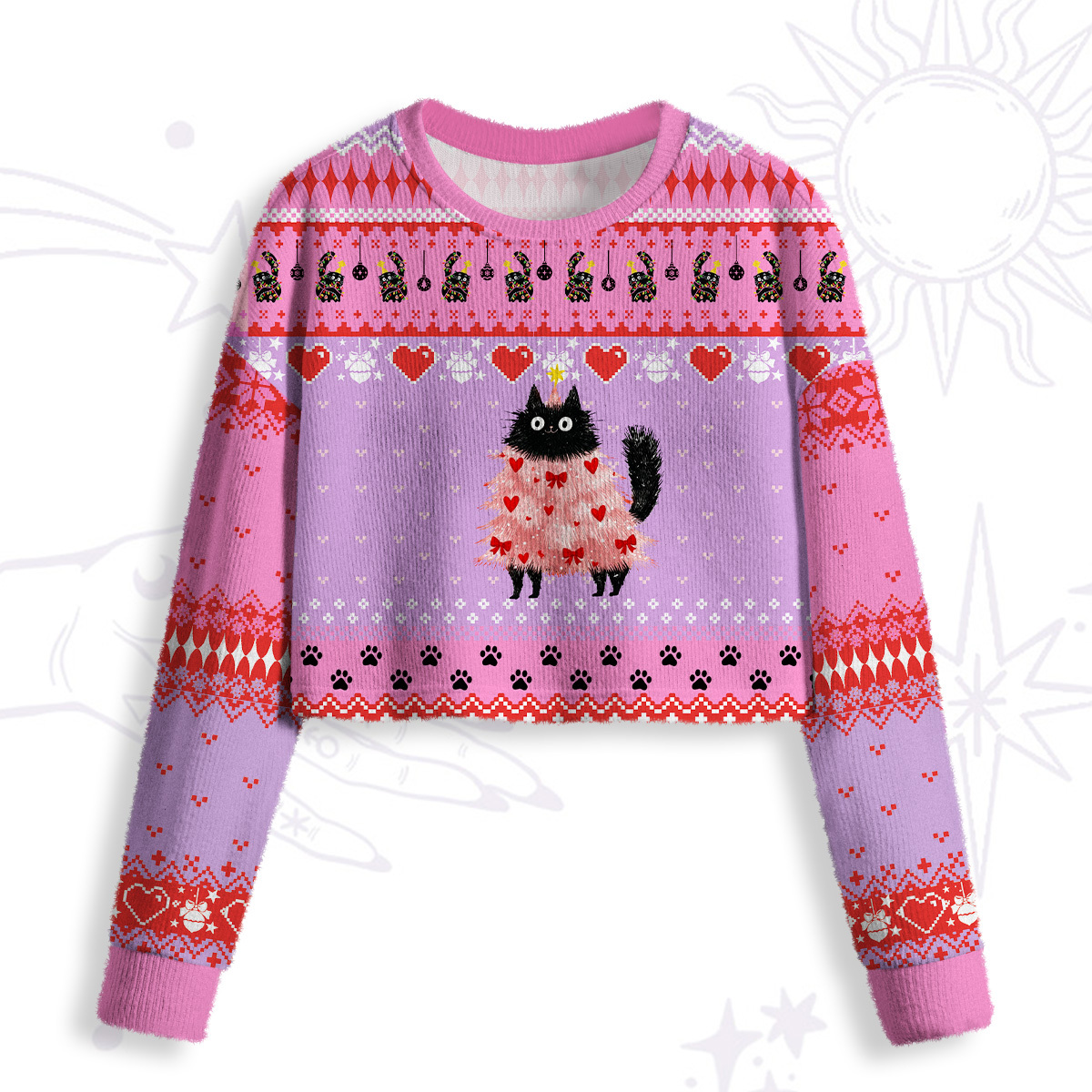 Purplehecate Funny Black Cat in Tree Crop Fuzzy Ugly Sweatshirt