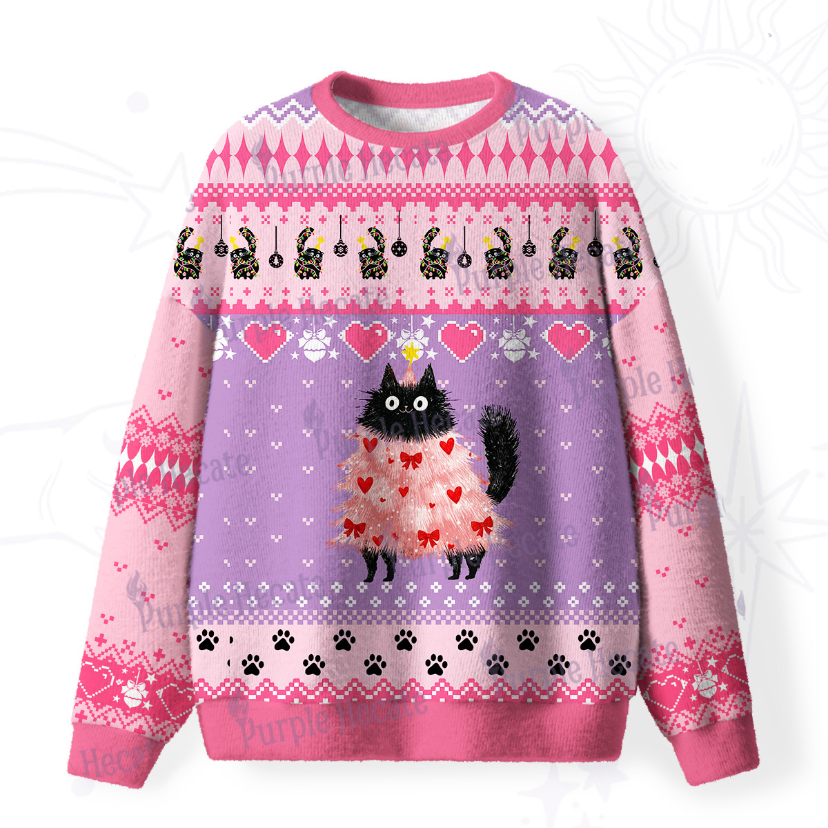 Purplehecate Funny Black Cat in Tree Fuzzy Ugly Sweatshirt
