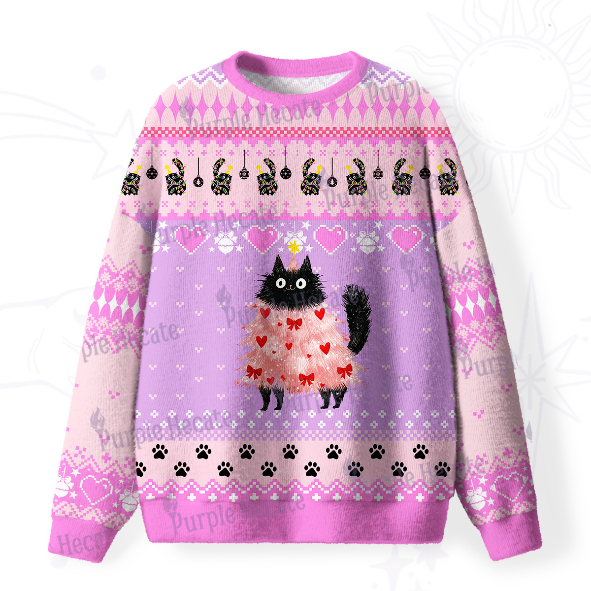 Purplehecate Funny Black Cat in Tree Fuzzy Ugly Sweatshirt