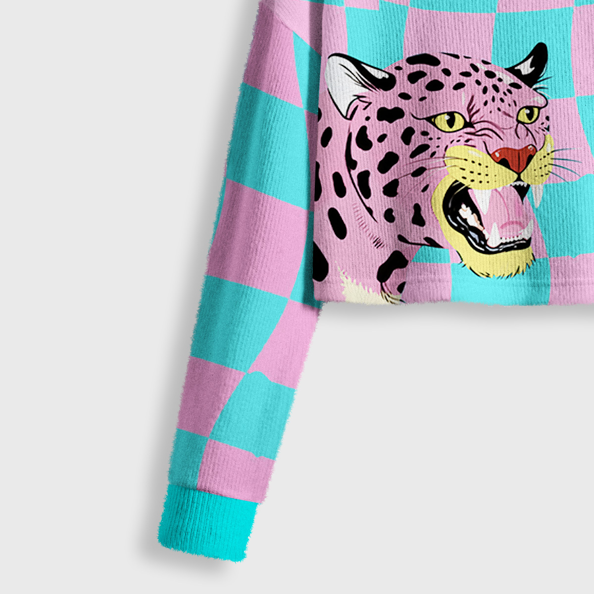 Purplehecate Savage Leopard Evil Eye Crop Fuzzy Ugly Sweatshirt