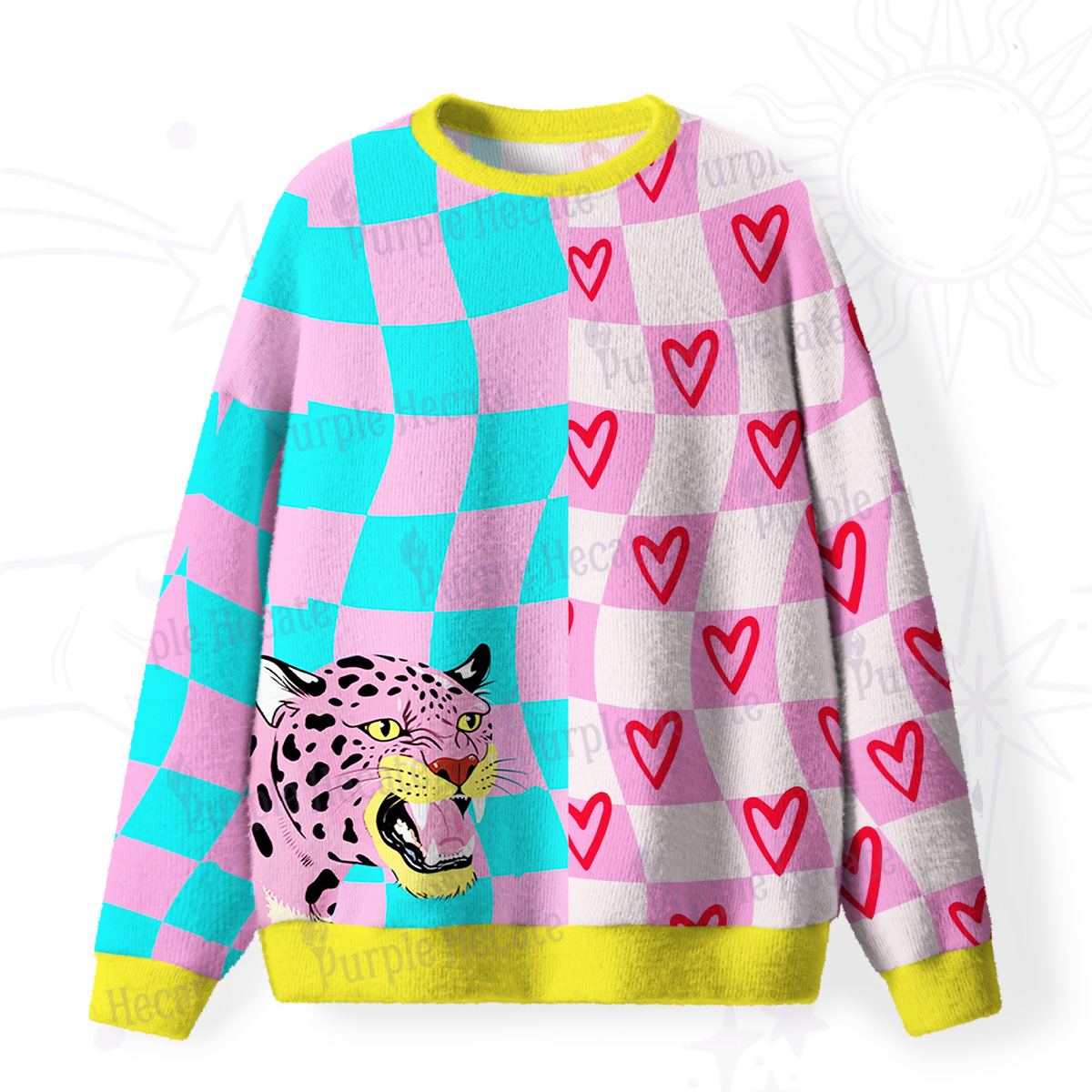 Purplehecate Savage Leopard Evil Eye Fuzzy Ugly Sweatshirt