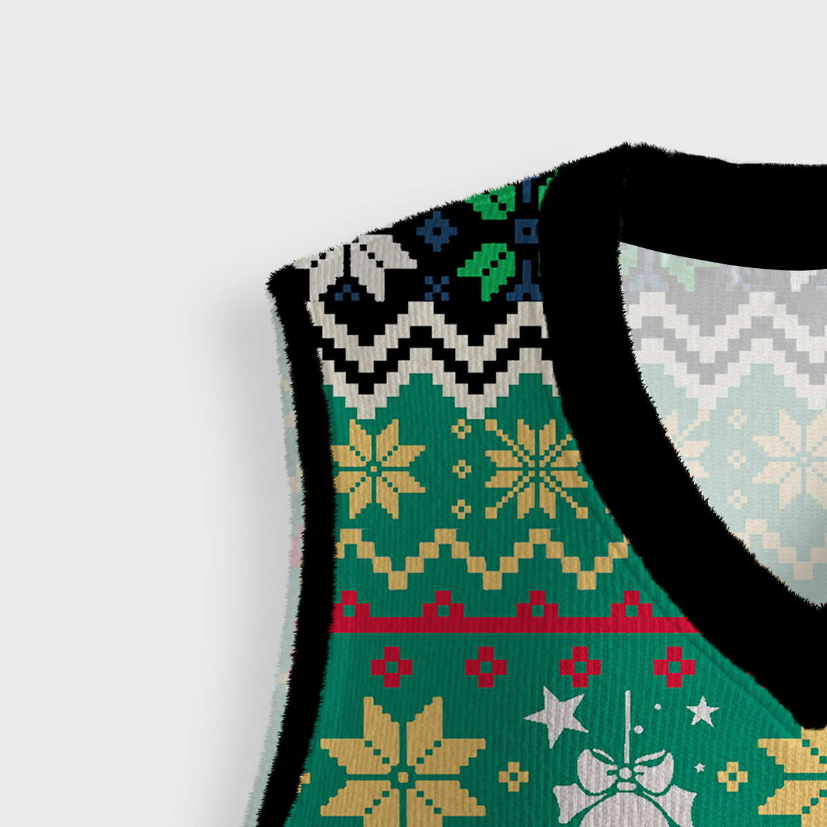 Purplehecate Black Cat in Christmas Lights Ugly Sweater Vest