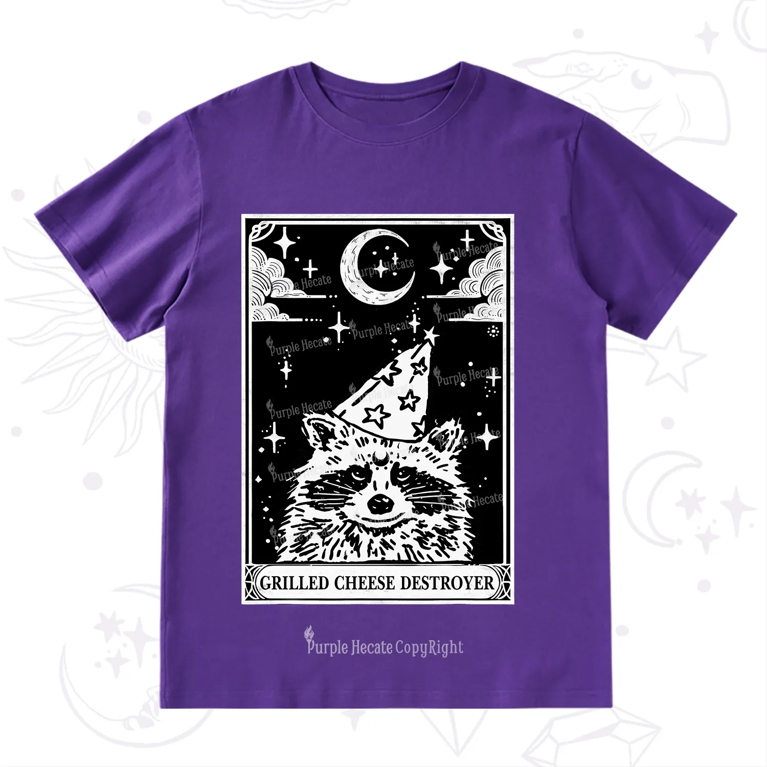 Purplehecate The Grilled Cheese Destroyer Tarot Raccoon T-Shirt