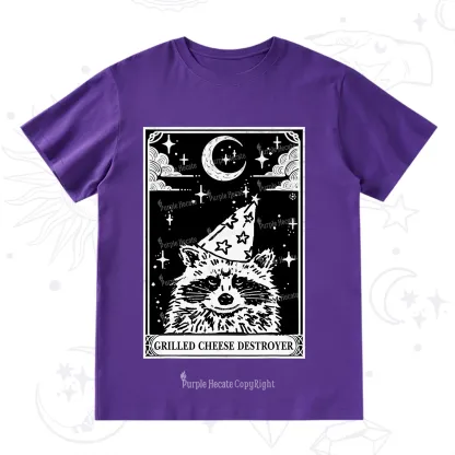 Purplehecate The Grilled Cheese Destroyer Tarot Raccoon T-Shirt
