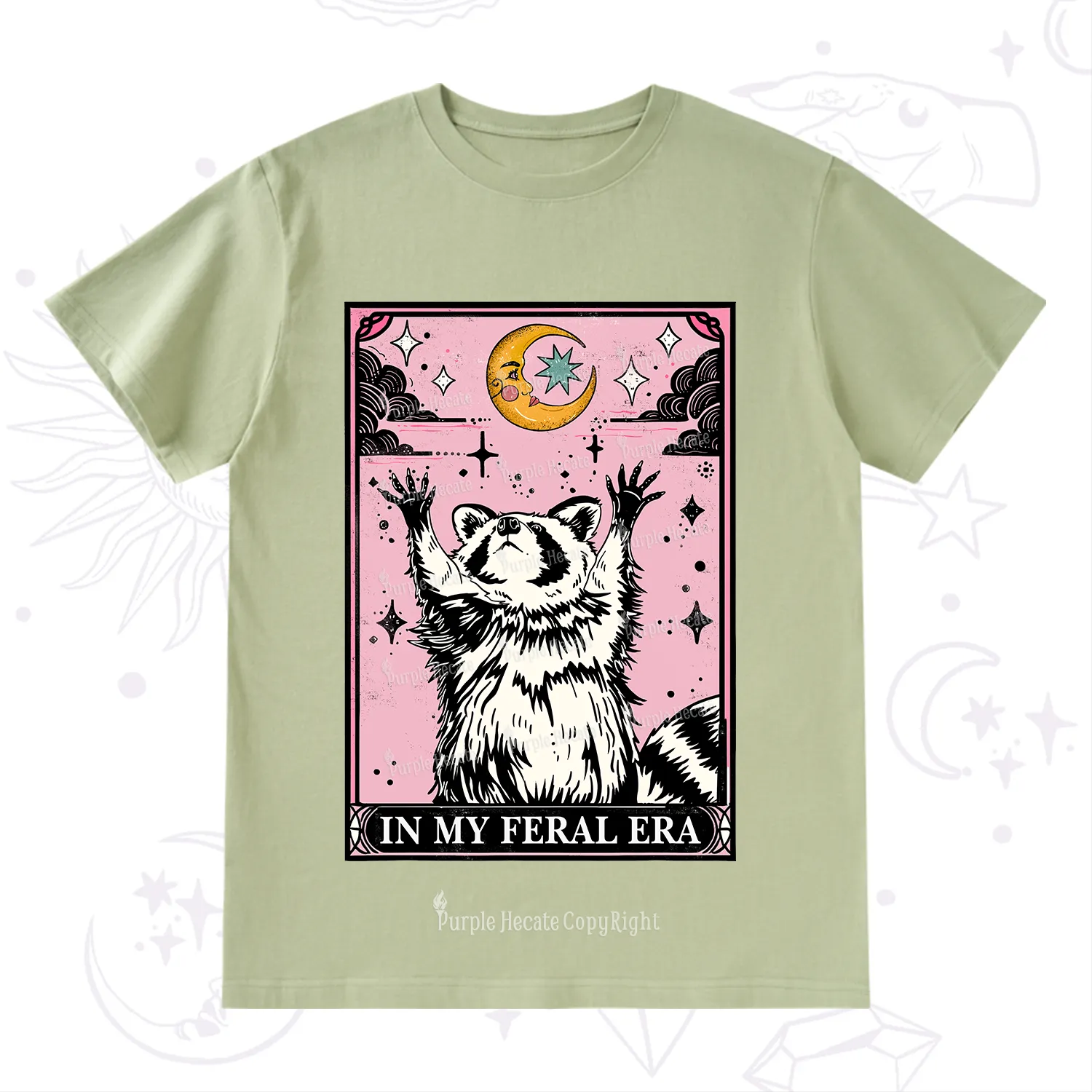 Purplehecate The In My Feral Era Tarot Raccoon T-Shirt