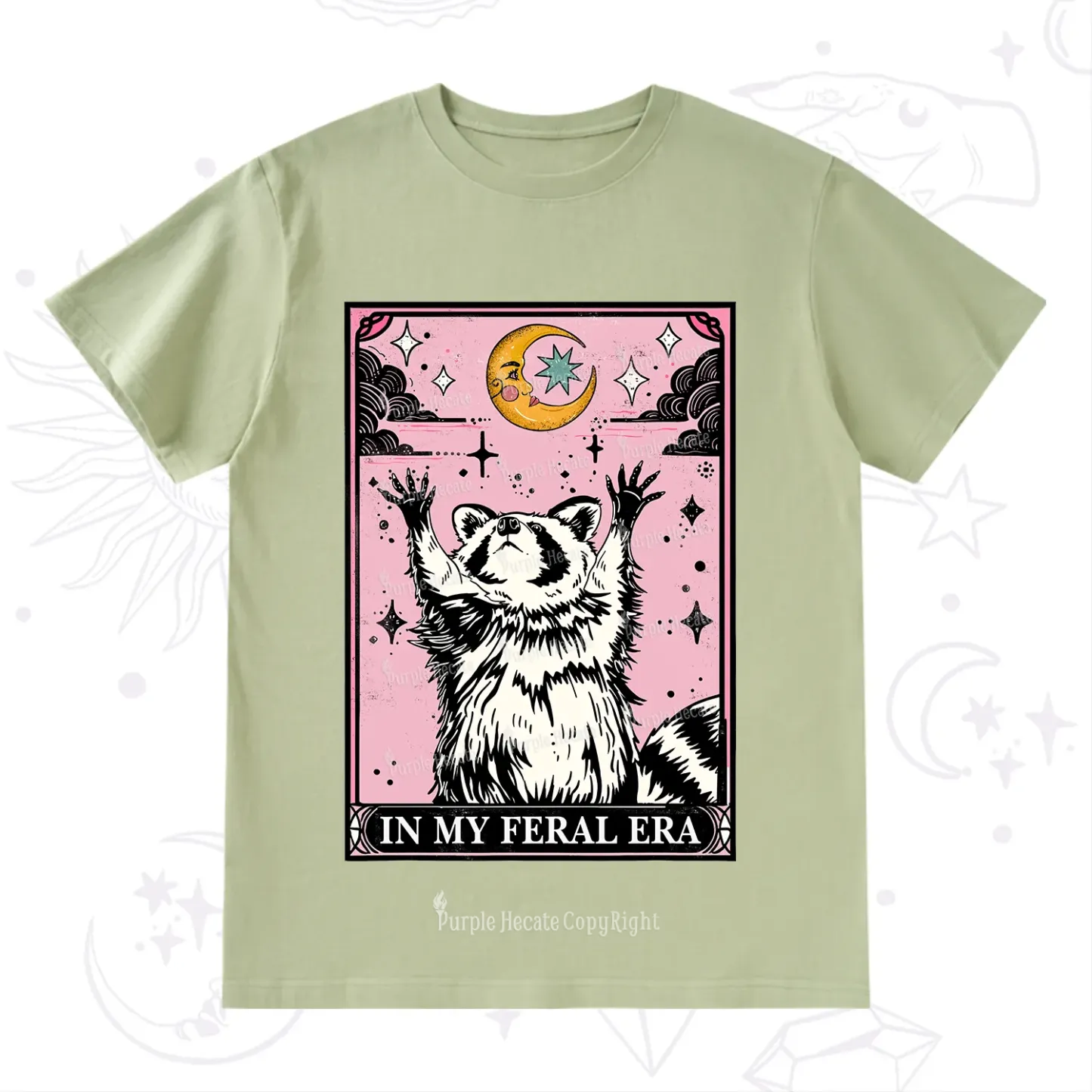 Purplehecate The In My Feral Era Tarot Raccoon T-Shirt