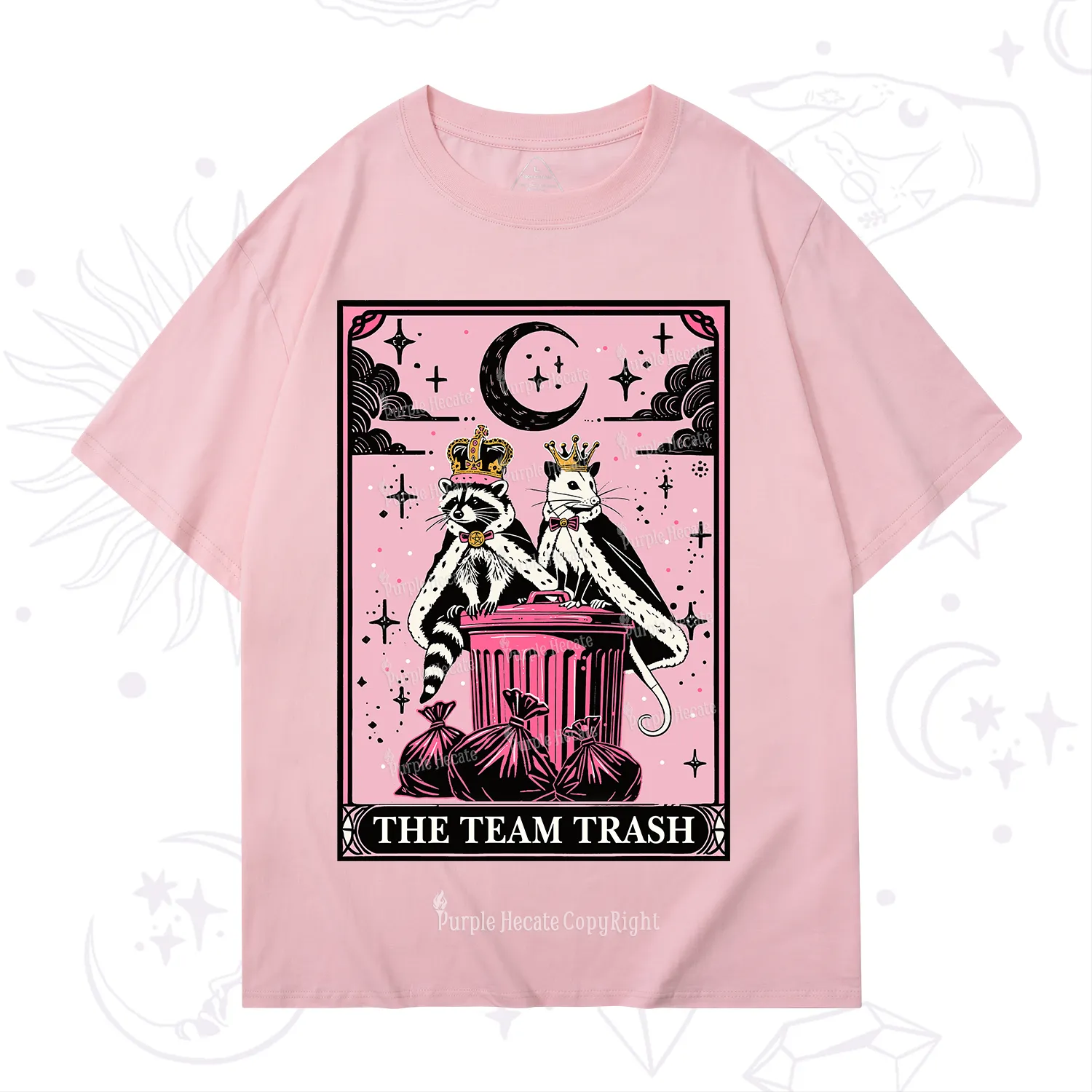 Purplehecate The Trash Kingdom's Tarot Opossum and Raccoon T-Shirt
