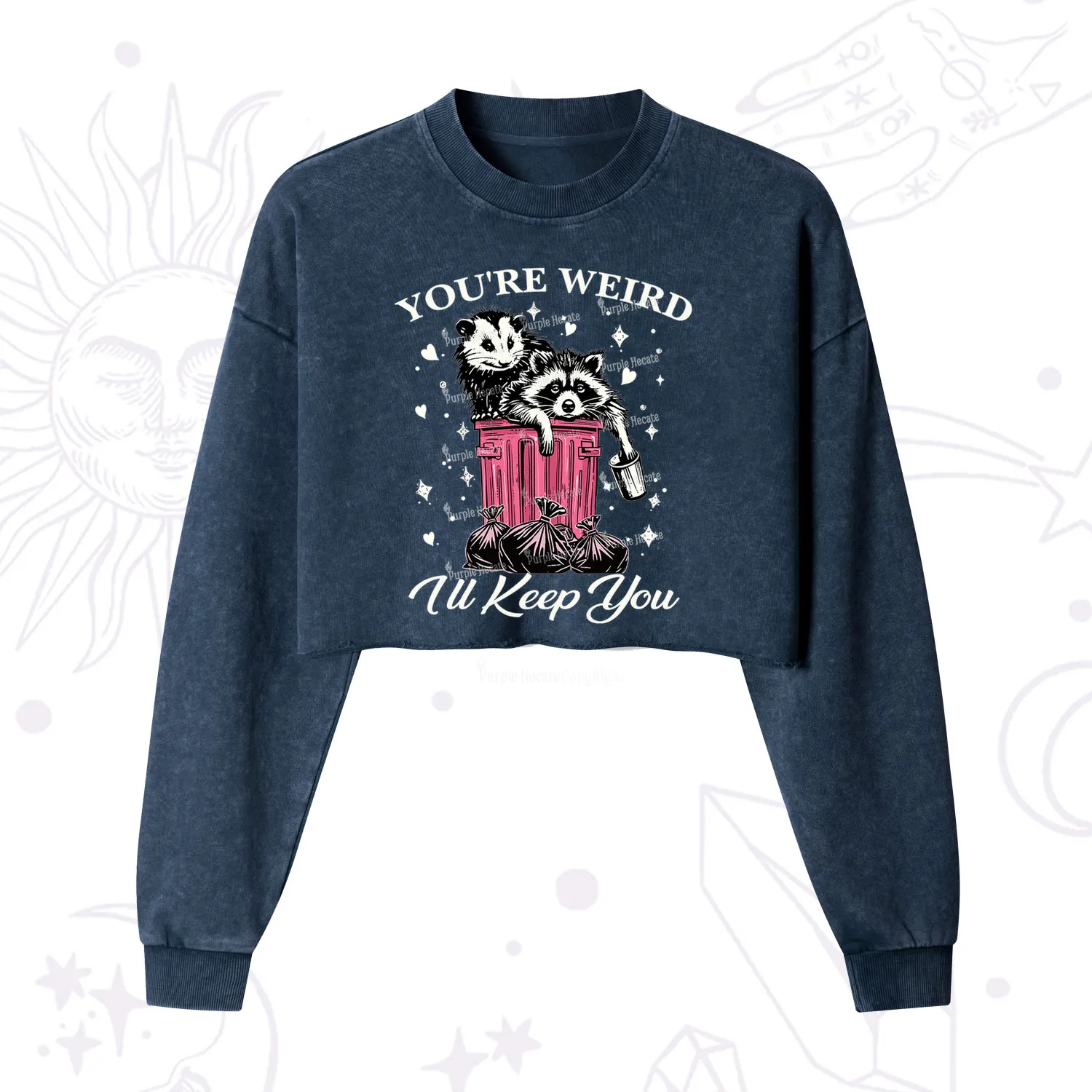 Purplehecate You're Weird I'll Keep You Cropped Washed Sweatshirt