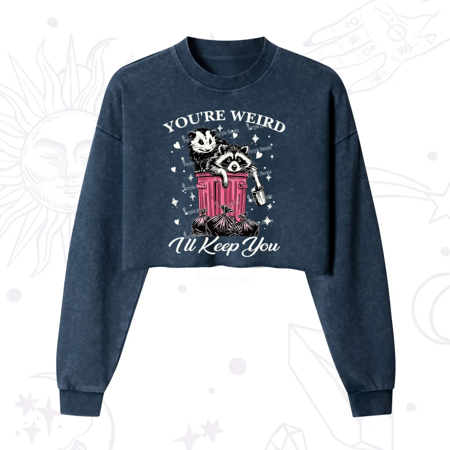 Purplehecate You're Weird I'll Keep You Cropped Washed Sweatshirt