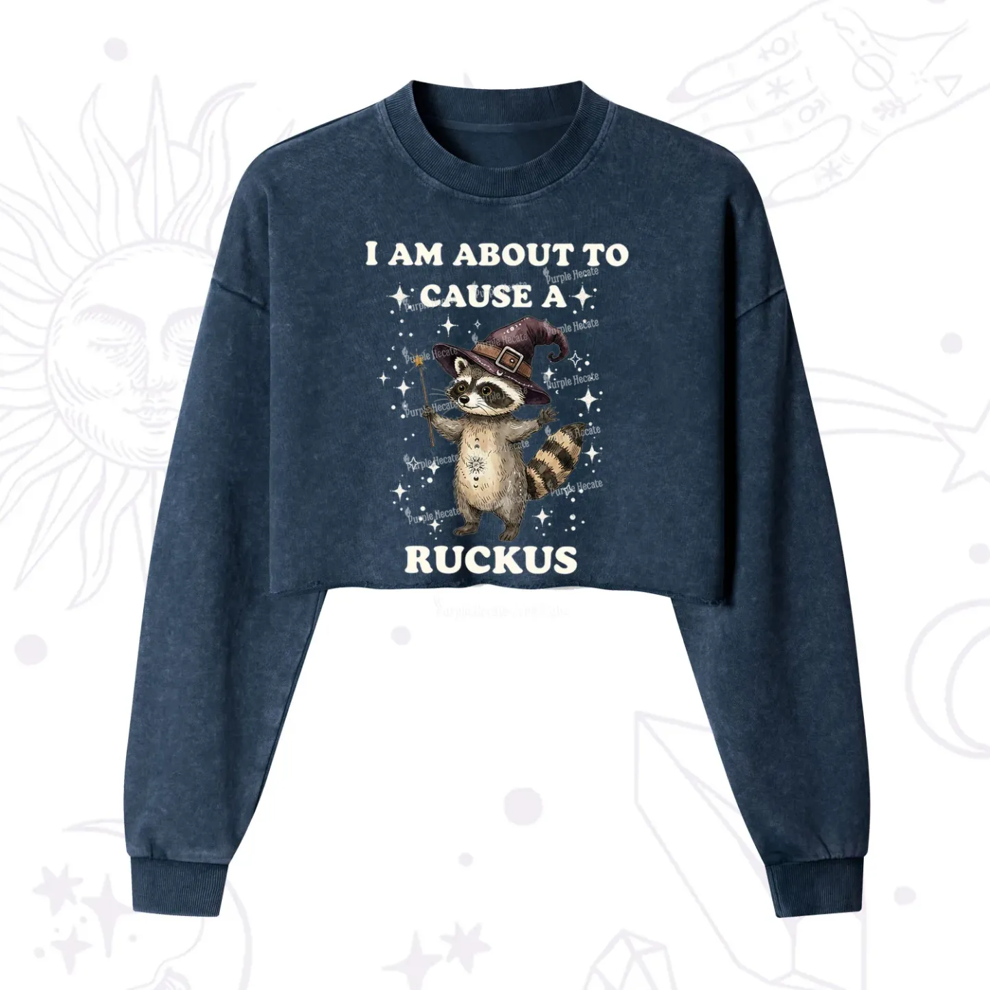 Purplehecate I Am About To Cause A Ruckus Cropped Washed Sweatshirt