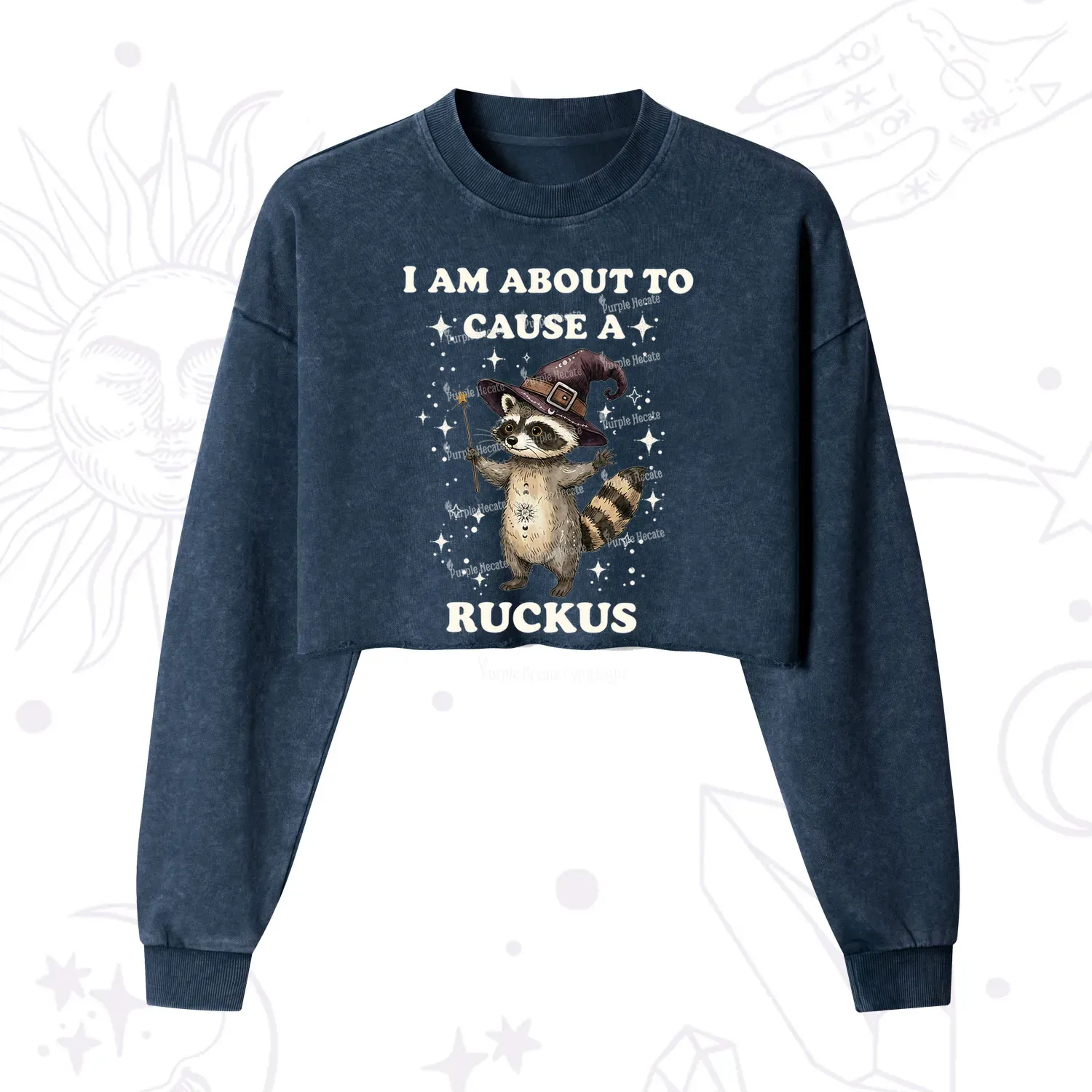 Purplehecate I Am About To Cause A Ruckus Cropped Washed Sweatshirt