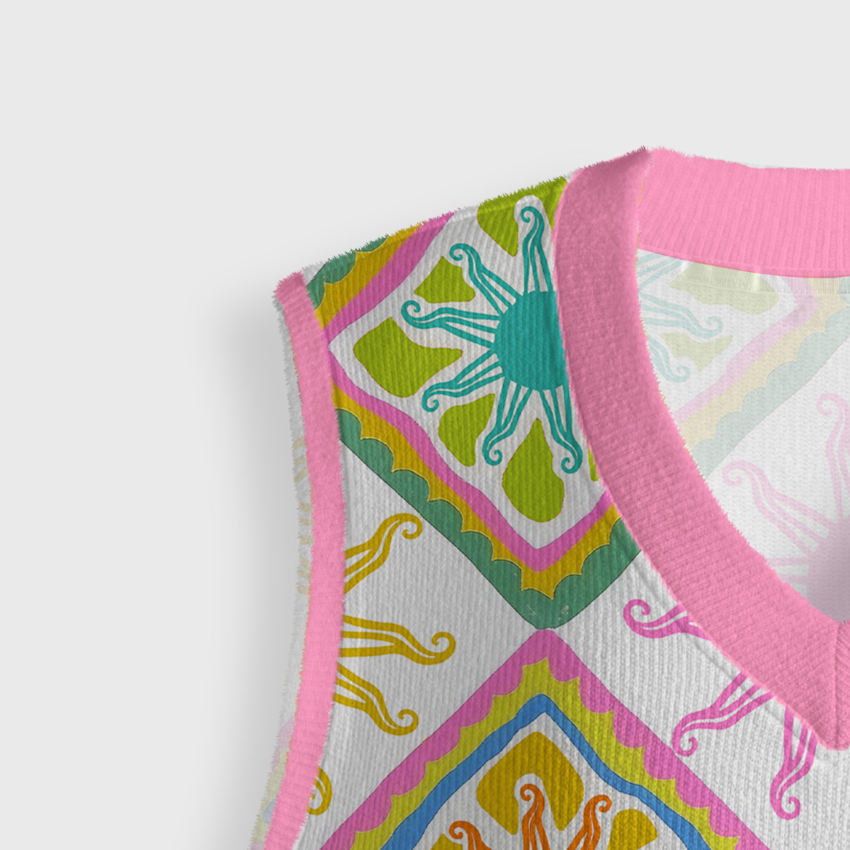 Purplehecate Colorful Sunshine Patchwork Ugly Sweater Vest