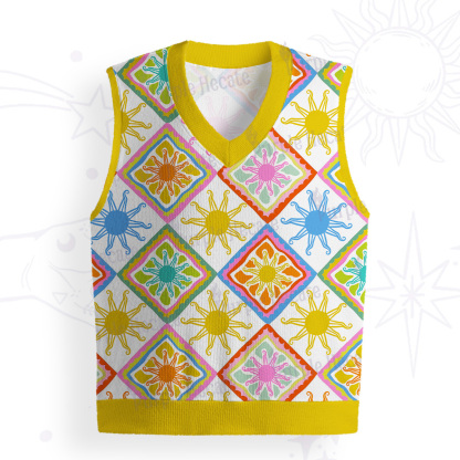 Purplehecate Colorful Sunshine Patchwork Ugly Sweater Vest