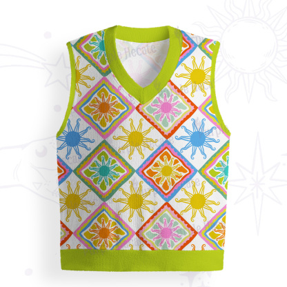 Purplehecate Colorful Sunshine Patchwork Ugly Sweater Vest