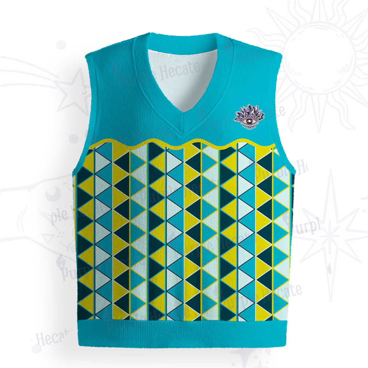 Purplehecate Enchanted Prism Eye Ugly Sweater Vest
