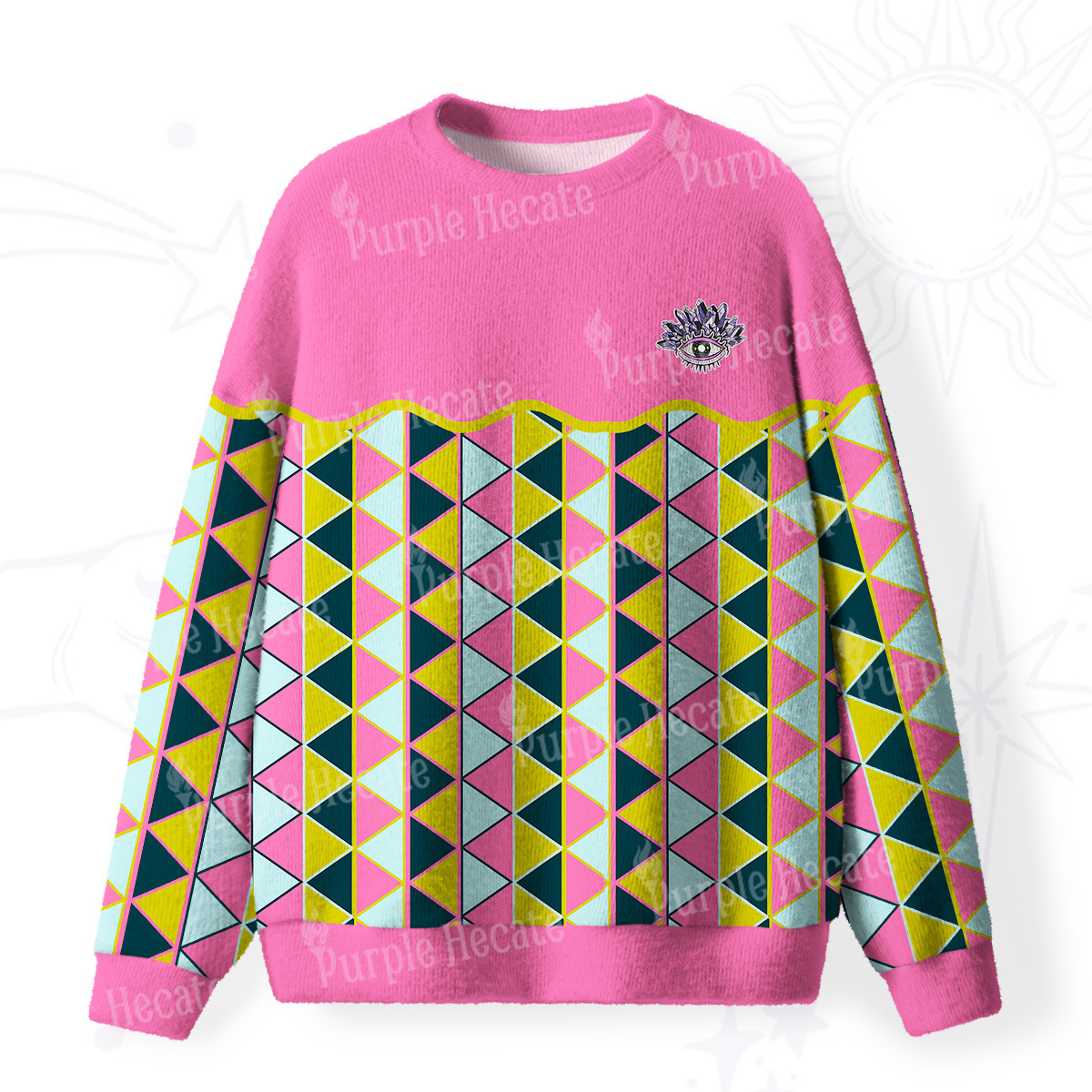 Purplehecate Enchanted Prism Eye Fuzzy Ugly Sweatshirt