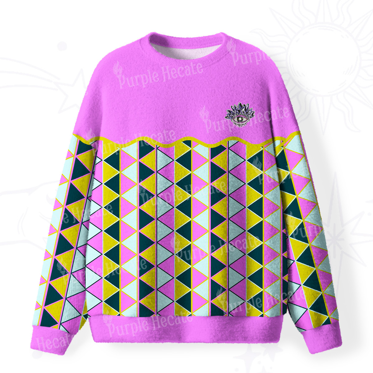 Purplehecate Enchanted Prism Eye Fuzzy Ugly Sweatshirt