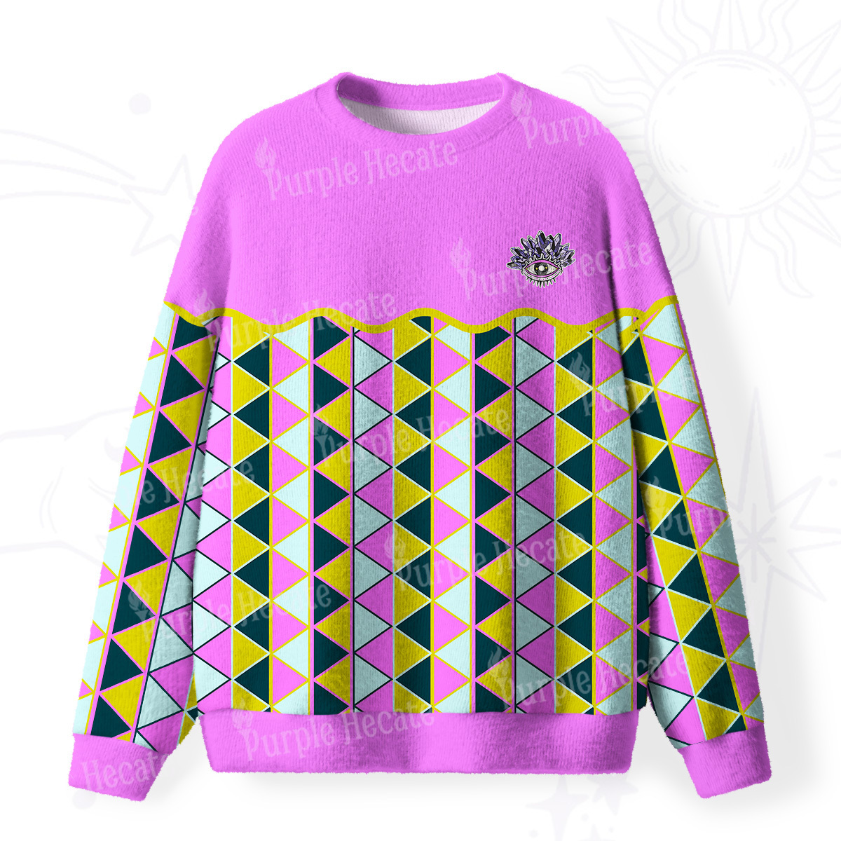 Purplehecate Enchanted Prism Eye Fuzzy Ugly Sweatshirt