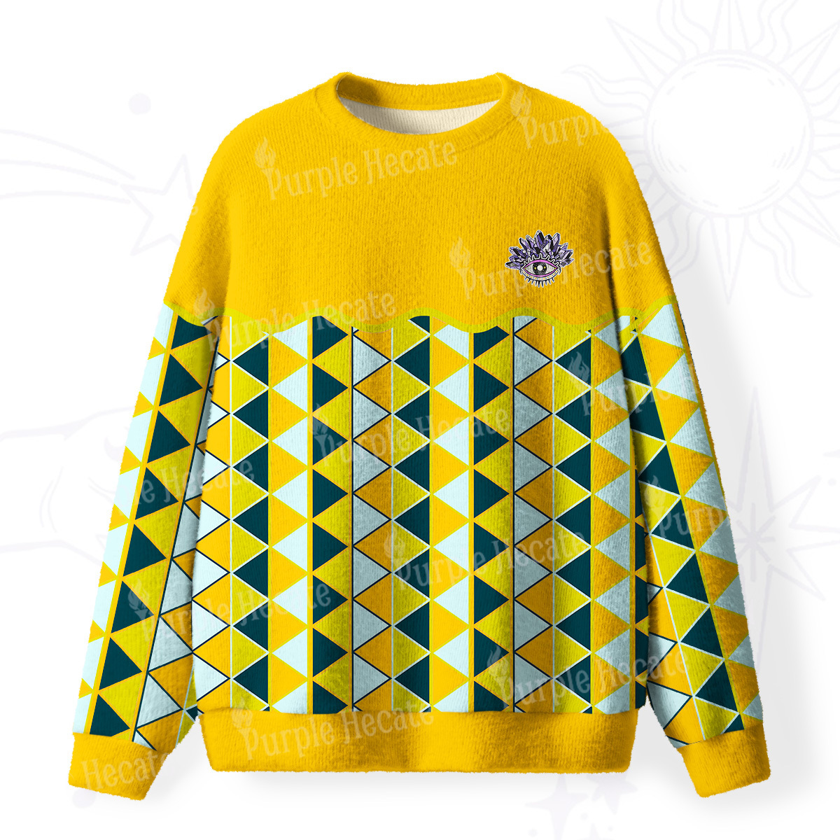 Purplehecate Enchanted Prism Eye Fuzzy Ugly Sweatshirt