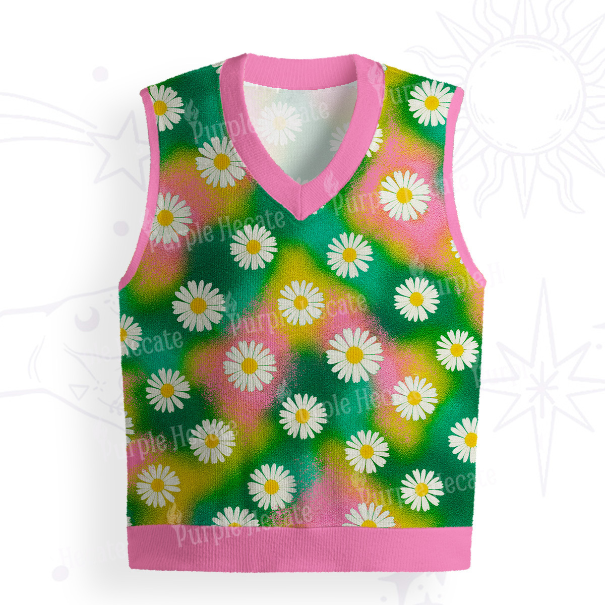 Purplehecate Enchanted Daisy Spring Romance Ugly Sweater Vest