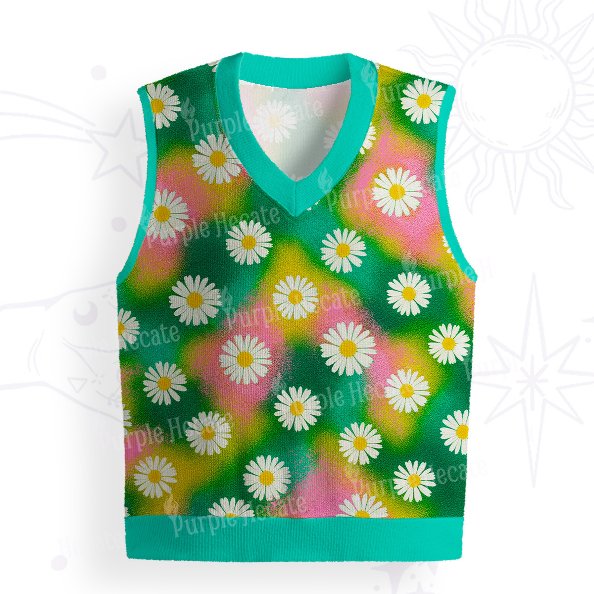 Purplehecate Enchanted Daisy Spring Romance Ugly Sweater Vest