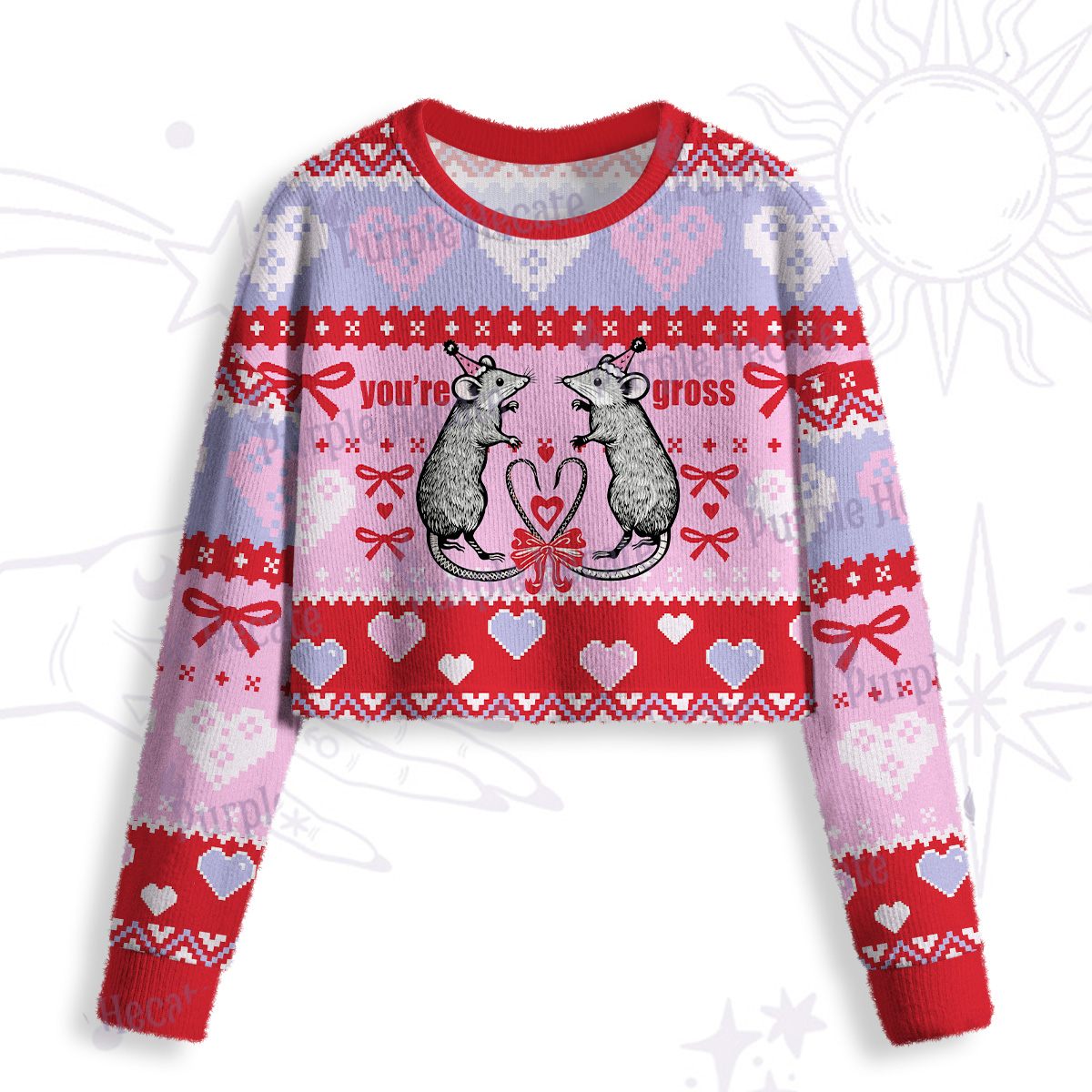 Purplehecate You're Gross Crop Fuzzy Ugly Sweatshirt