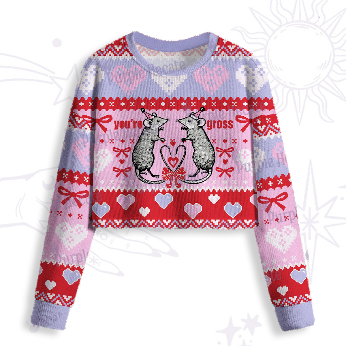 Purplehecate You're Gross Crop Fuzzy Ugly Sweatshirt