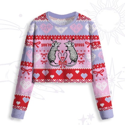 Purplehecate You're Gross Crop Fuzzy Ugly Sweatshirt