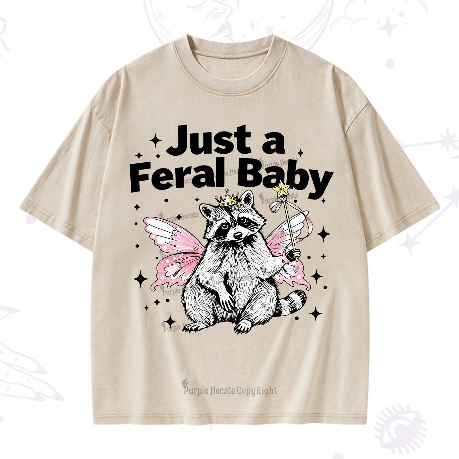 Purplehecate Just A Feral Baby Raccoon Washed T-Shirt