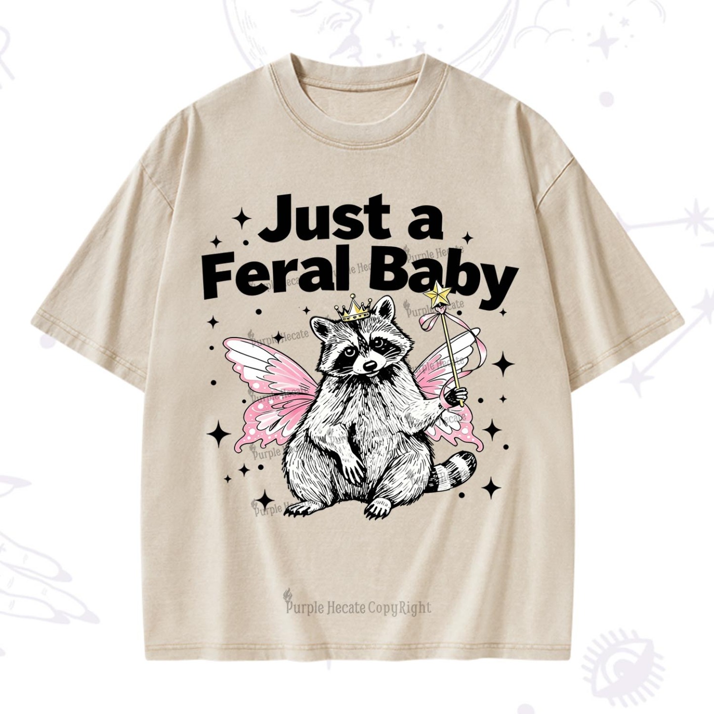 Purplehecate Just A Feral Baby Raccoon Washed T-Shirt