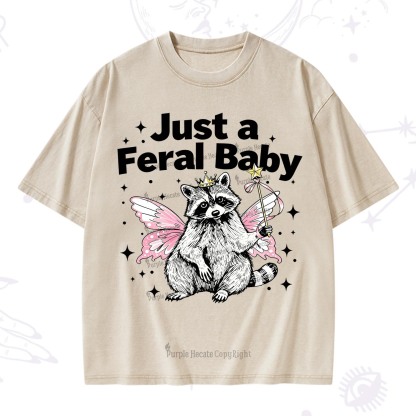 Purplehecate Just A Feral Baby Raccoon Washed T-Shirt