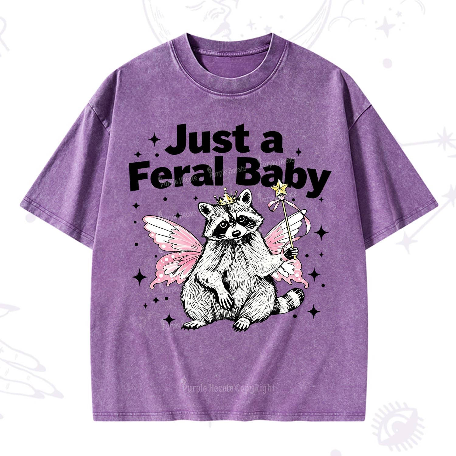 Purplehecate Just A Feral Baby Raccoon Washed T-Shirt