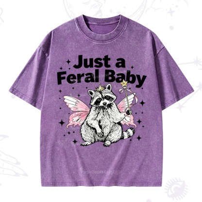 Purplehecate Just A Feral Baby Raccoon Washed T-Shirt